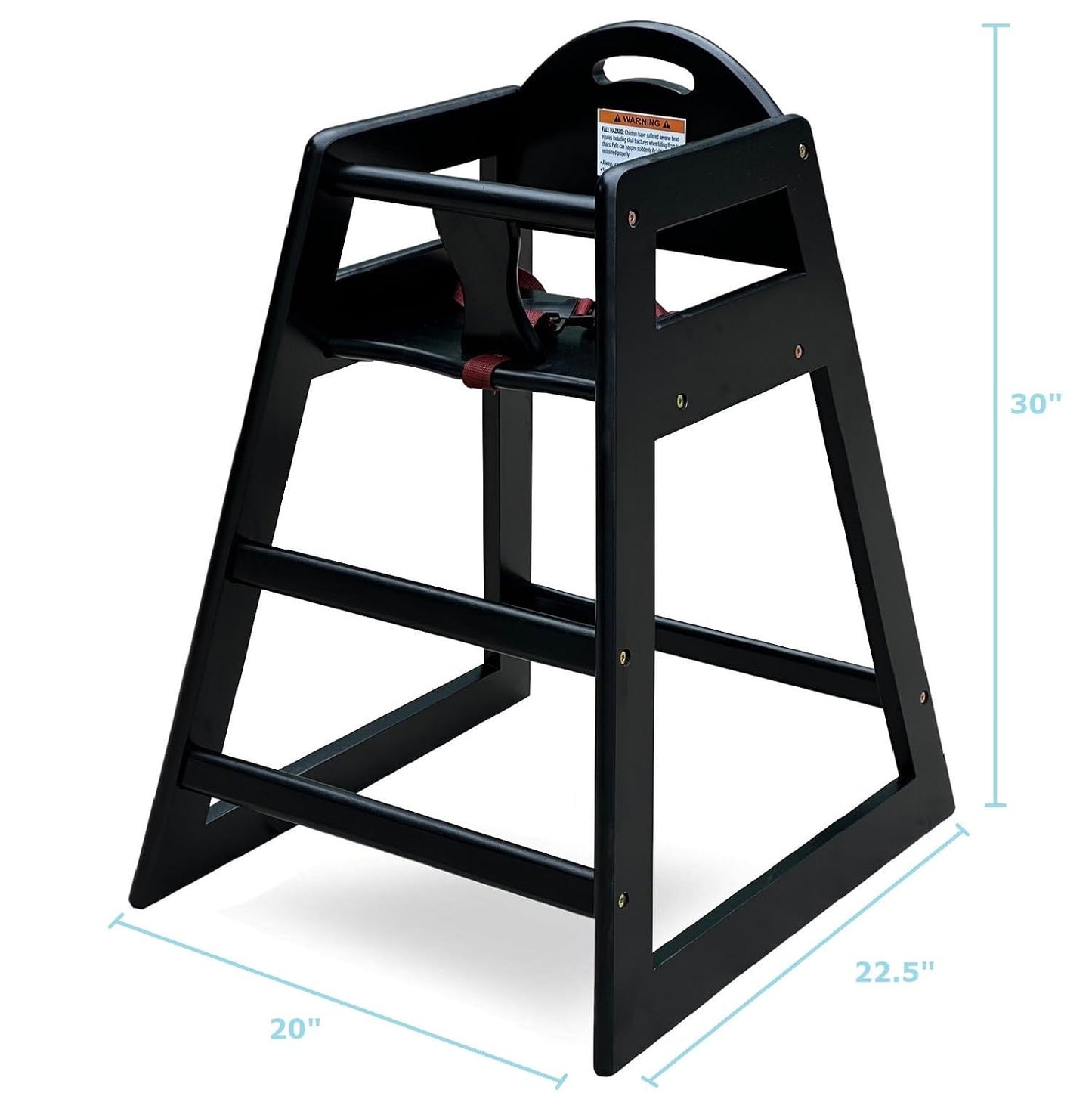 Wooden High Chair for Baby & Toddler – Restaurant-Style Stackable HighChair with Commercial Grade Solid Wood for Dining Table & Kitchen – Compact & Portable Design for Home & Restaurant Use - Black