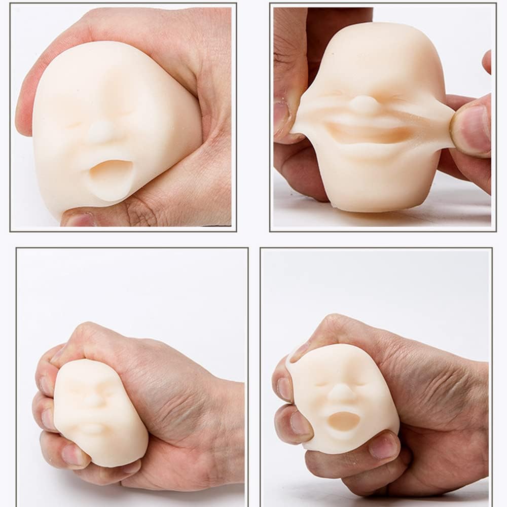 Anxiety Stress Release Fun Toys,Emotion Balls Fidget Toys for Pressures Relief Kneading Toys for Kids Adults,Weird Face Bizarre Squeeze Toys. (White, Laugh)