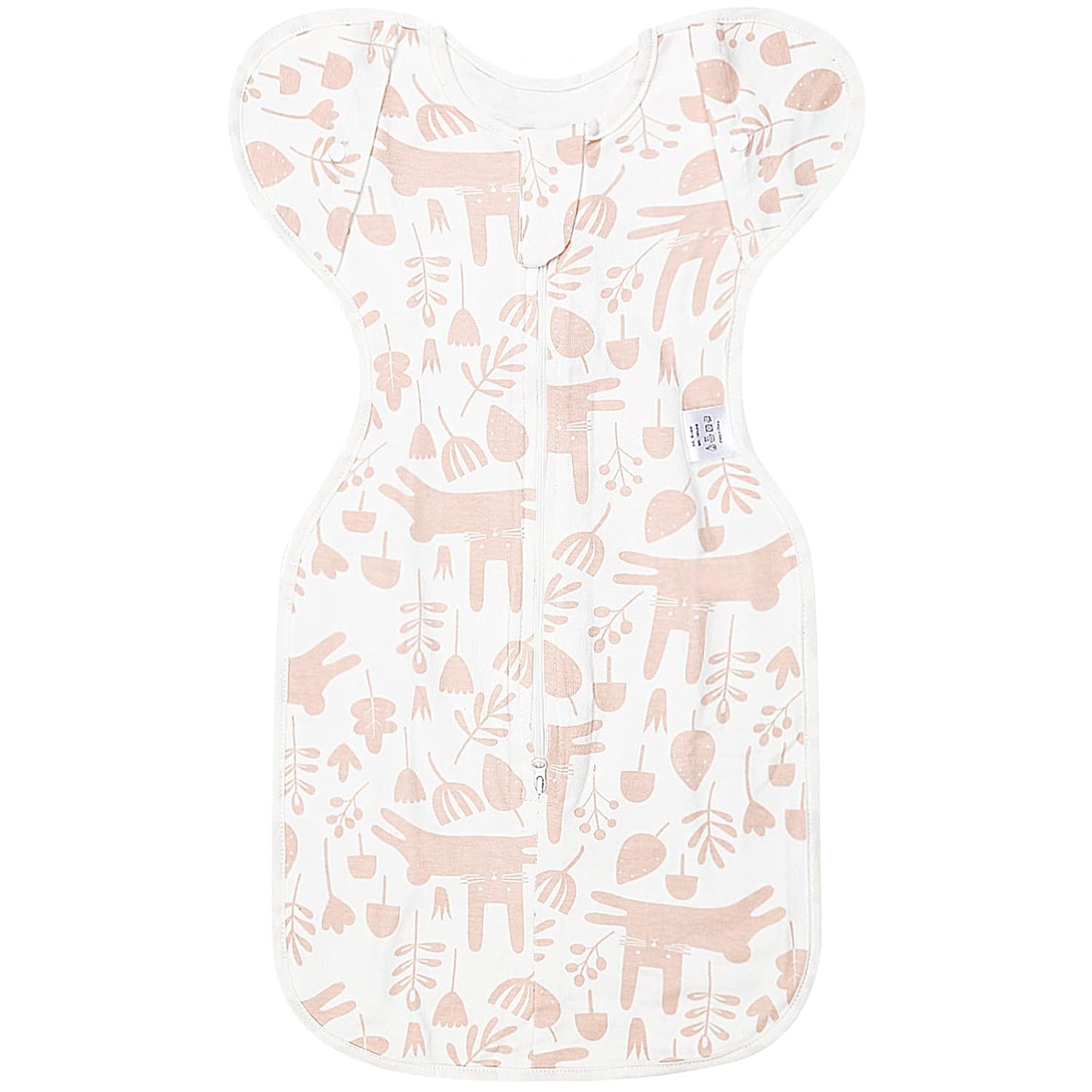 Baby Transitional Swaddle Sleep Sack - Newborn Swaddle Transition Bag with Removable Cuffs Arms Up Design, Free Wearable Blankets, Pink & Rabbit (3-6 Month)