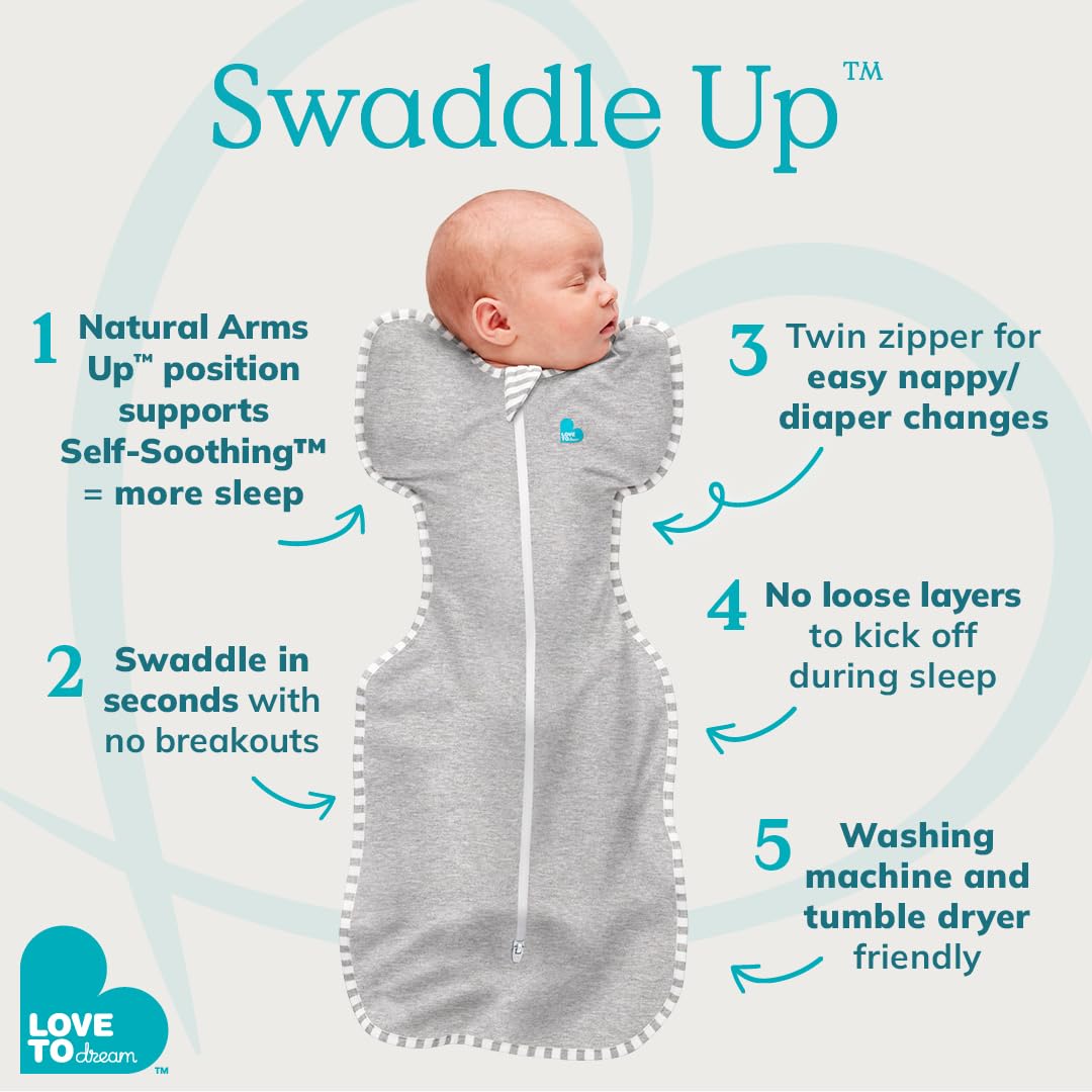Love to Dream Swaddle UP, Sleep Sack 0-3 Months, Self-Soothing, Improves Sleep, Snug Fit Helps Calm Startle Reflex, Baby Essentials Must Haves Newborn, 1.0 TOG, 5-8.5 lbs, Eclipse Pink