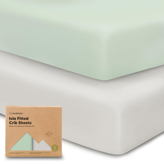 KeaBabies 2-Pack Baby Crib Sheets for Boys, Girls - 52x28 Viscose Derived from Bamboo Toddler Bed Sheets Neutral, Fitted Crib Mattress Cover for Standard Baby Bedding, Soft & Cozy (Sage)
