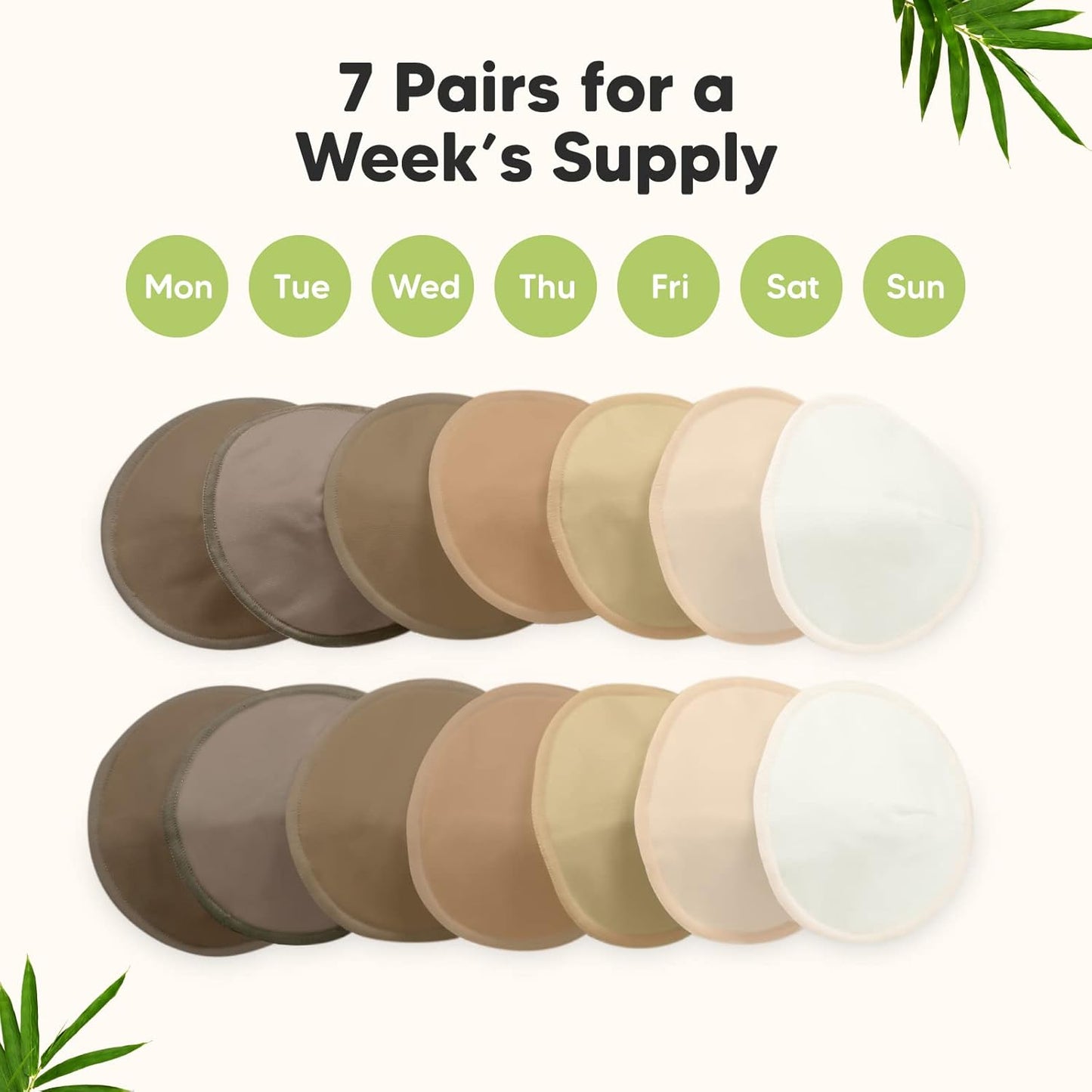 Organic Nursing Pads - 14 Washable Viscose Derived from Bamboo Breastfeeding Pads, Wash Bag, Reusable Breast Pads for Breastfeeding, Nipple Pads for Breastfeeding Essentials(Coffee, L 4.8")