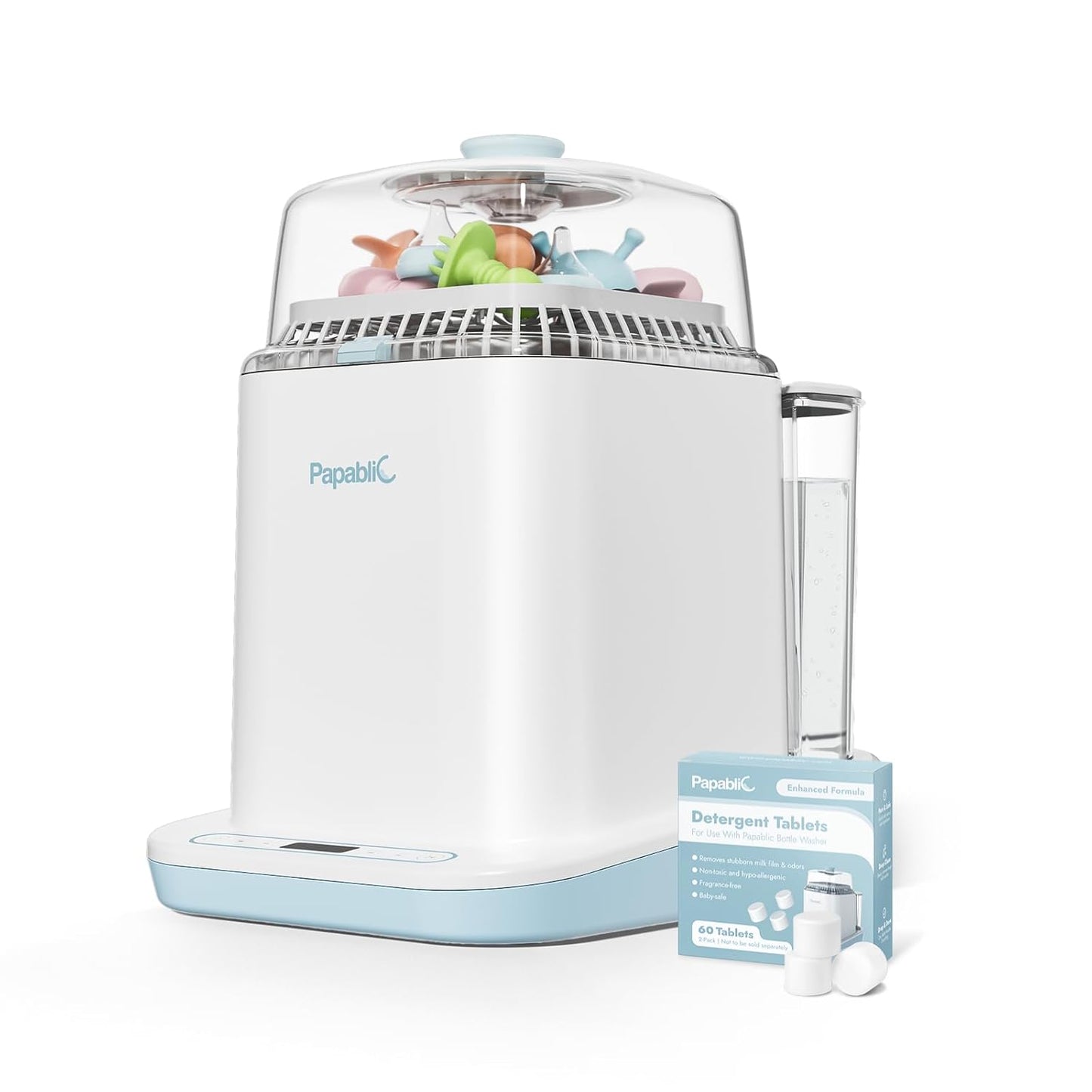 Papablic Bottle Washer Pro, Bottle Washer & Sterilizer & Dryer, 4-in-1 Bottle Washer Sanitizer for Bottles, Pump Parts, & Baby Essentials - Quick & Clean with 60 Detergent Tablets