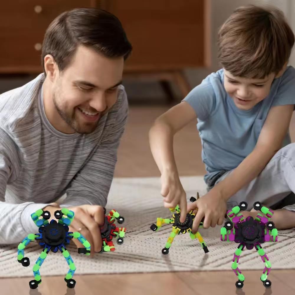 Fidget Spinners, DIY Transformable Chain Robot Finger Spinner, Glow in The Dark Deformable Creative Mechanical Gyro Toy Stress Relief Toy Fidget Fingertip Toy for Kids and Adults (12 Pack)