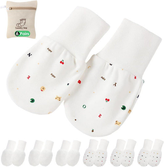 Baby Anti Scratch Mittens - No Scratch Mittens for Boys & Girls (6-12 Months) - 6 Pairs