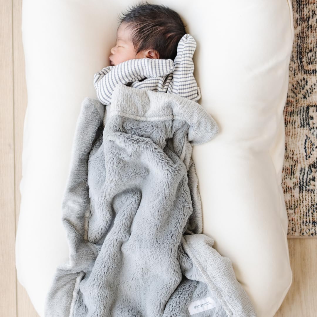 SARANONI Security Blankets for Babies Super Soft Boutique Quality Lush Luxury (Mini 15" x 20", Gray)