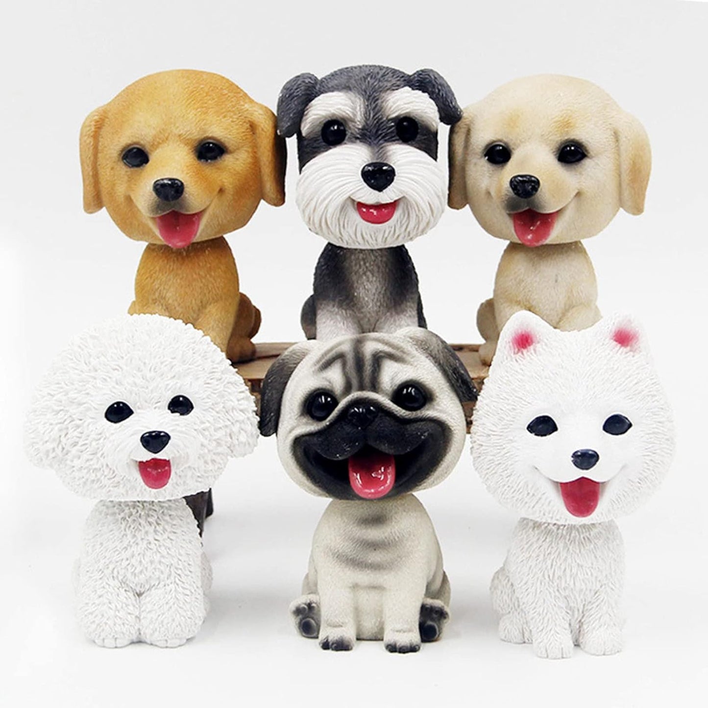 Resin Bobbing Head Dog Figurines Mini Bobblehead Puppy for Home Office Desk Car Dashboards Decor Ornaments (Samoyed)