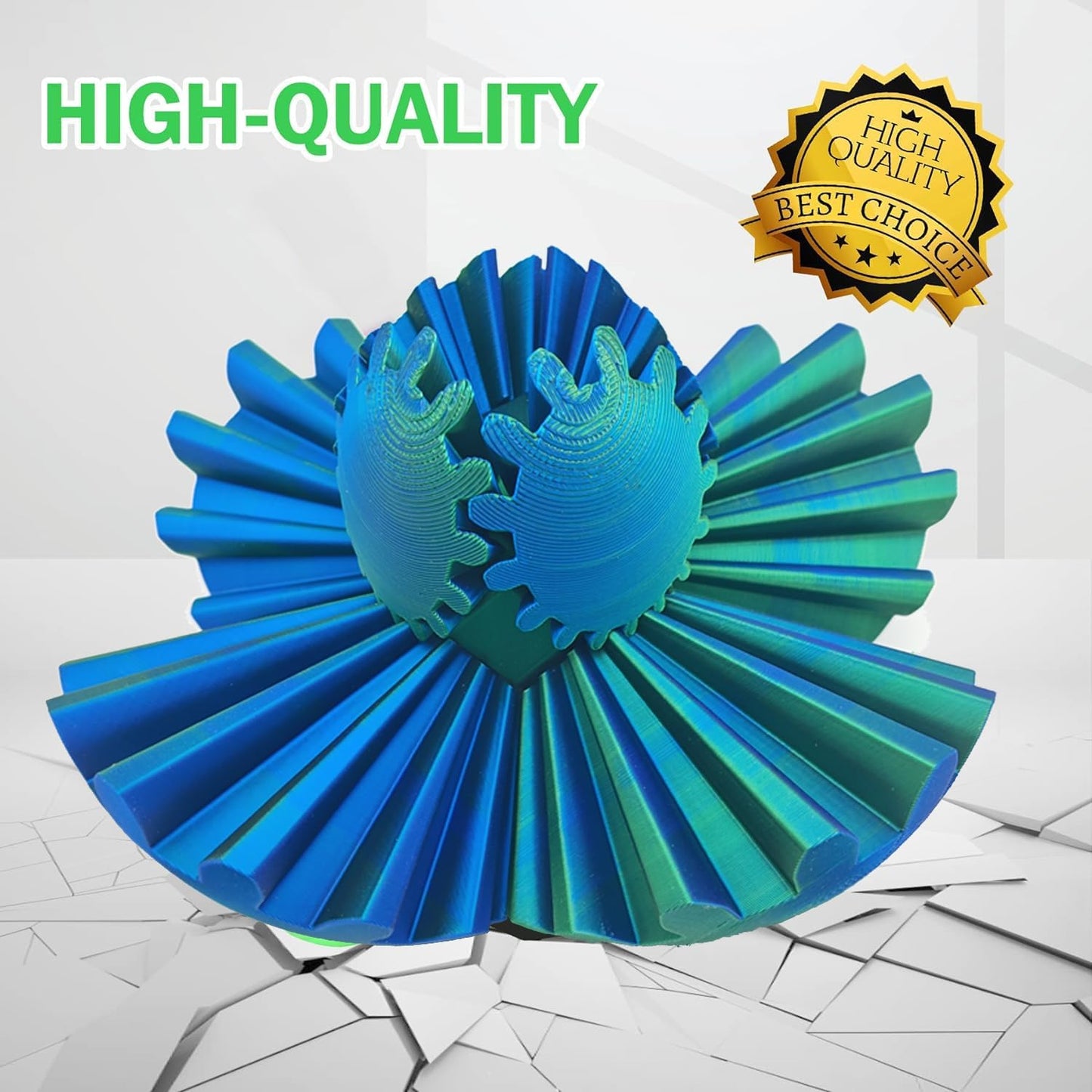 Gear Ball for ADHD 3D Printed Gear Ball Steampunk Whirling Wonder Fidget Toy Gearsphere Gear Ball for Stress and Anxiety Relaxing Fidget Ball Ideal for Sensory Needs and Autism (Laser Blue Green)