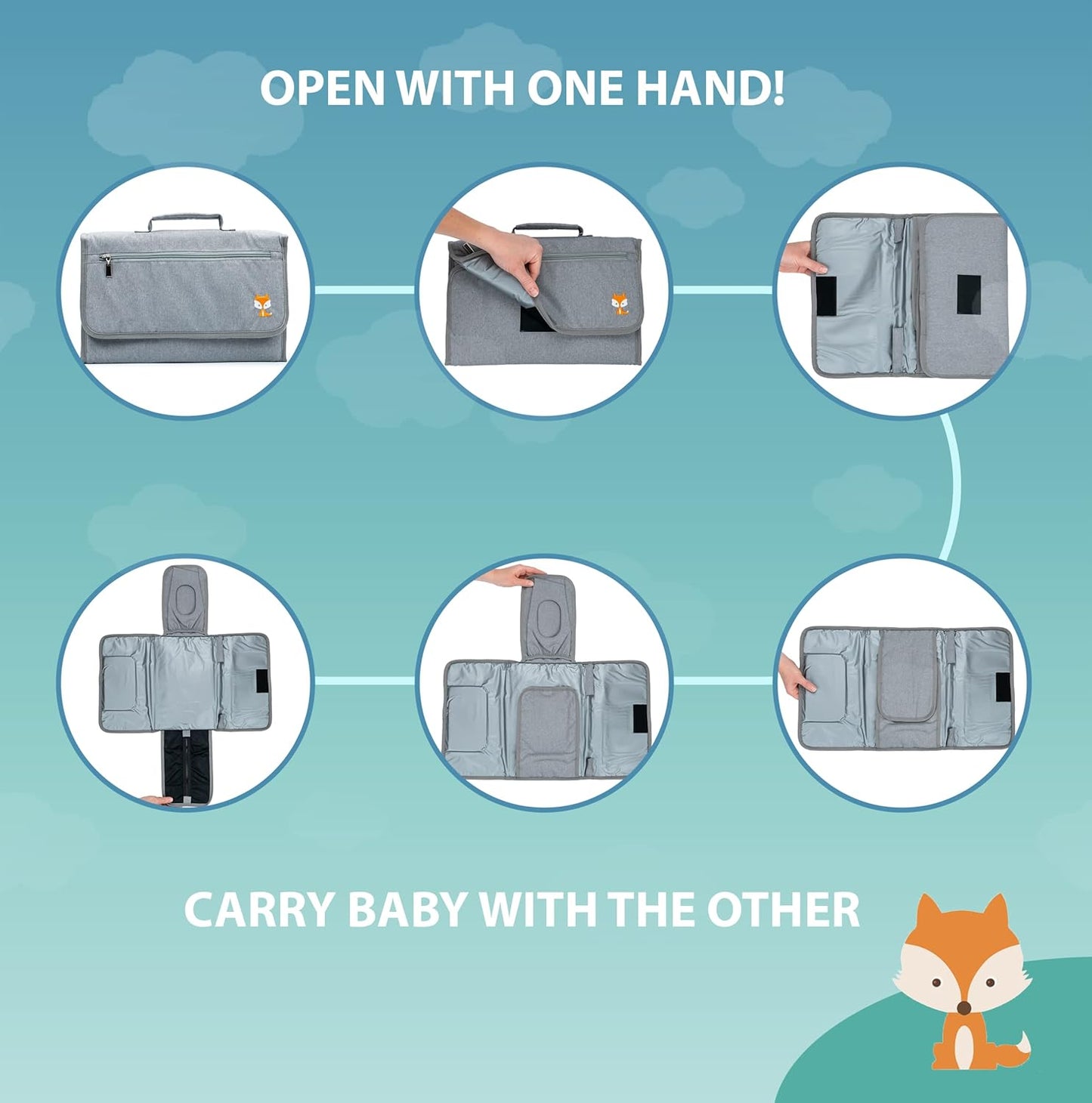 Portable Changing Pad - Waterproof Travel Baby Diaper Changing Pad, Mat Foldable, Wipes Pocket, Gifts