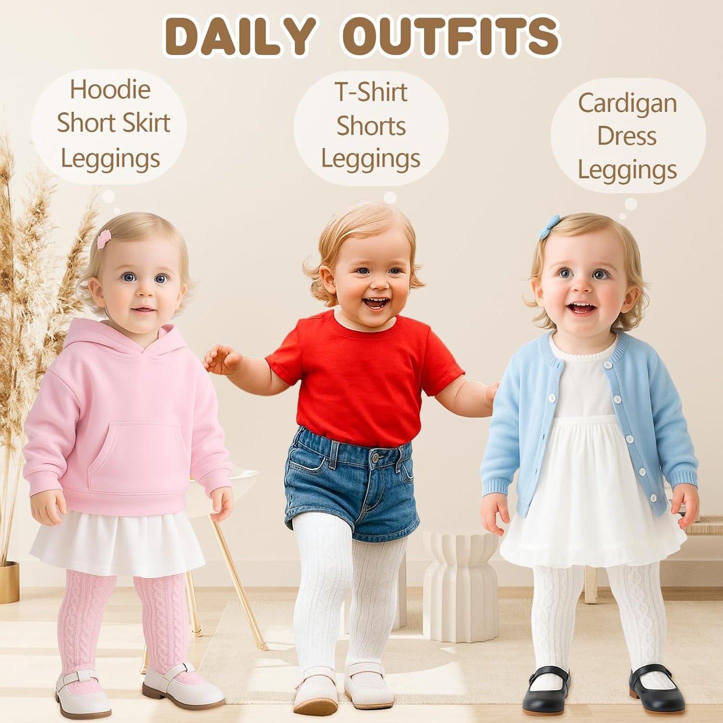 American Trends Baby Tights for Girls Cable Knit Cotton Leggings Newborn Pantyhose Soft Seamless Iinfant Stockings