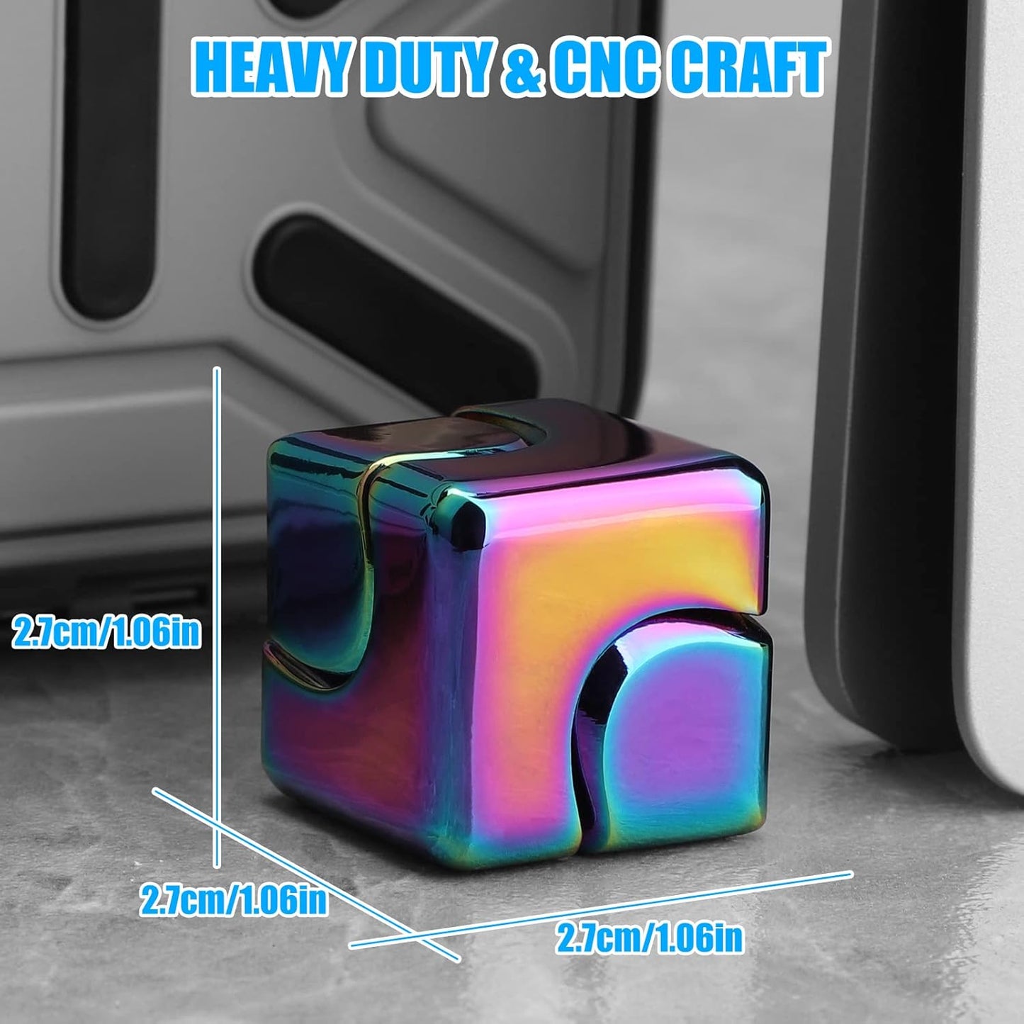 Infinity Gear Fidget Cube Spinner for Kid Adult, Transformable Spinning Top Metallic Fidget Toys for Anti-Anxiety Stress Relief Autism ADHD, 2-in-1 Cube Focus Toy for Desktop Office Classroom