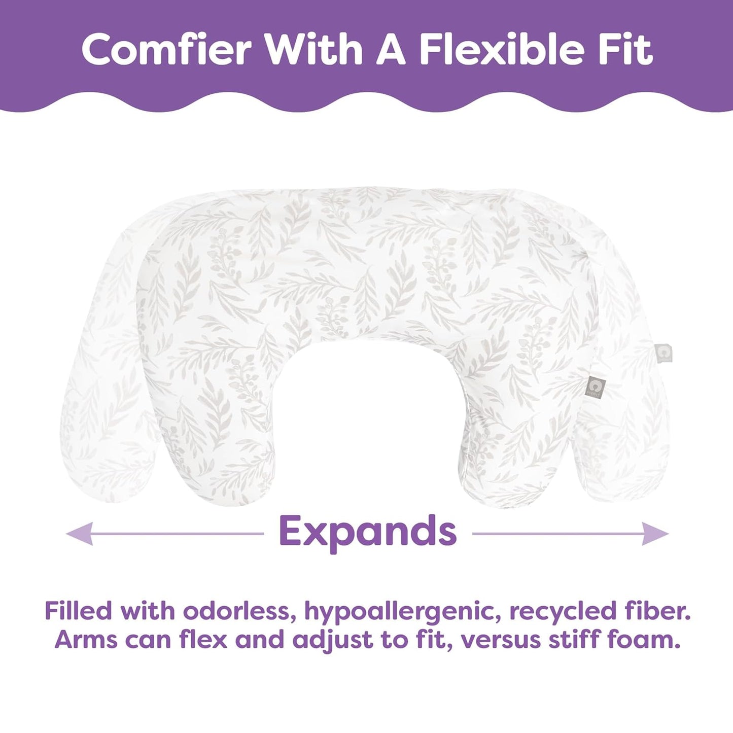 Boppy Nursing Pillow - Ergonomic Bottle & Breastfeeding Pillow, Higher, Firmer & Larger, Water-Repellent with Washable Organic Cotton Cover, Baby Safety Alliance Verified - Green Cut Out Leaves