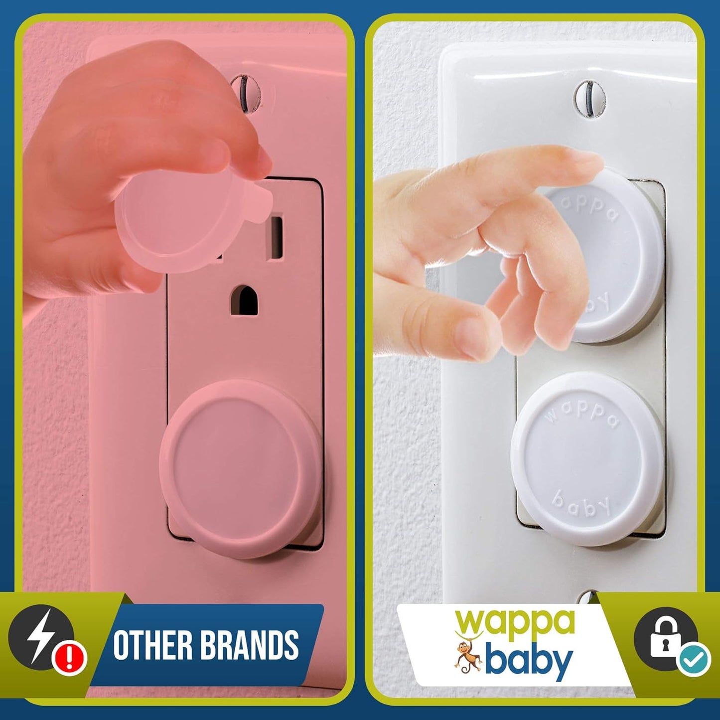 Outlet Covers Baby Proofing (32 Pack) By Wappa Baby | Safe & Secure Electric Plug Protectors | Sturdy Childproof Socket Covers For Home & Office | Easy Installation | Protect Toddlers & Babies | White
