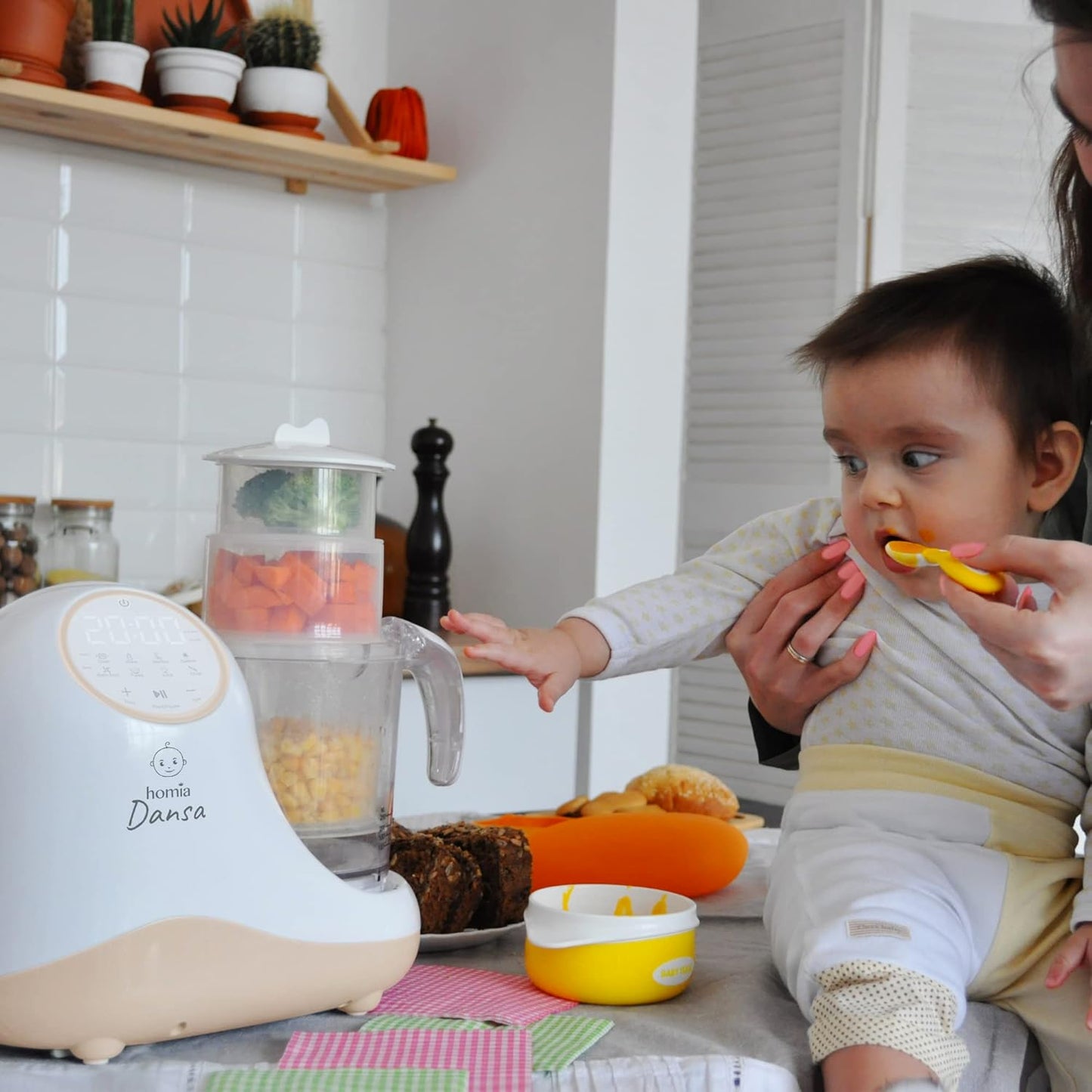 Baby Food Maker Chopper Grinder - Mills and Steamer 8 in 1 Processor for Toddlers - Steam, Blend, Chop, Disinfect, Clean, 20 Oz Tritan Stirring Cup, Touch Control Panel, Auto Shut-Off, 110V Only