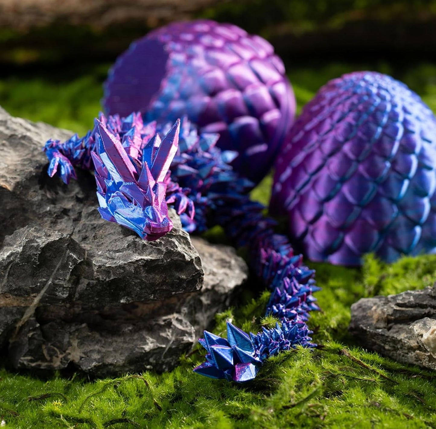 Dragon Egg,3D Printed Articulated Dragon,Dragon Eggs with Dragon Inside,Dragon Toy,3D Printed Dragon Egg Fidget Toys,New Full Articulated Dragon Crystal Dragon (Purple)
