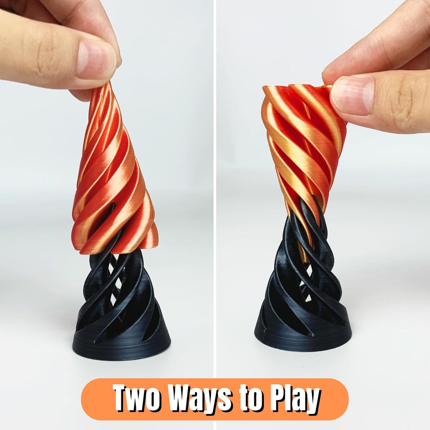 2PCS Impossible Pyramid Passthrough Sculpture, Pass Through Pyramid Fidget Toy 3D Printed Spiral Cone Fidget Toy, Mini Vortex Thread Illusion, Desktop Deco Souvenir Gift Mini Stress Relief Desk Toy