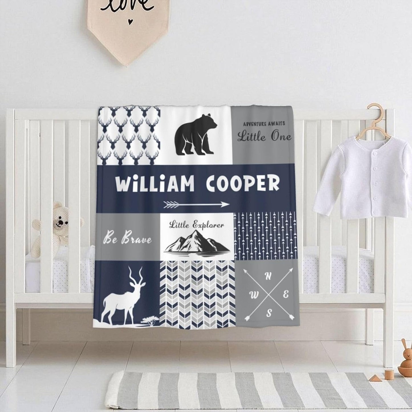 Personalized Baby Blankets for Boys Girls Custom Baby Blanket with Name for Toddlers Kids Fleece Bed Throw Blanket Swaddle for Newborn Customized Baby Gifts for Birthday Baby Shower Nursery Blanket