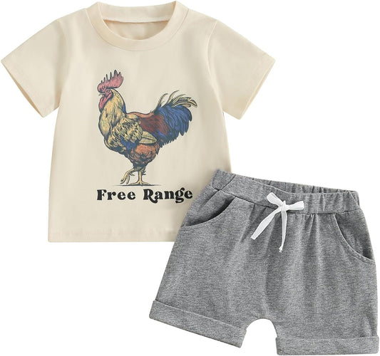 fhutpw Baby Toddler Boy Clothes Summer Outfits 6 12 18 24 Months Patchwork Short Sleeve T Shirt & Shorts Sets with Pockets