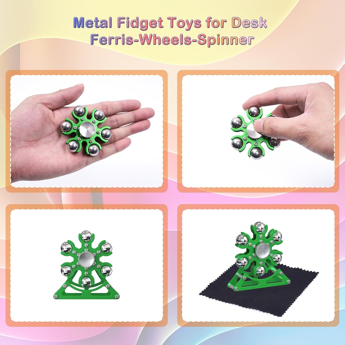 Desk-Fidget-Toys Ferris-Wheels-Spinner: Metal Kinetic-Fidget-Spinner 4mins, EDC-Toy Cool-Gadgets for School Office Christmas, ADHD Tools Gift Cool-Stuff Stress Relief Gift for Kid Children Teen Adult