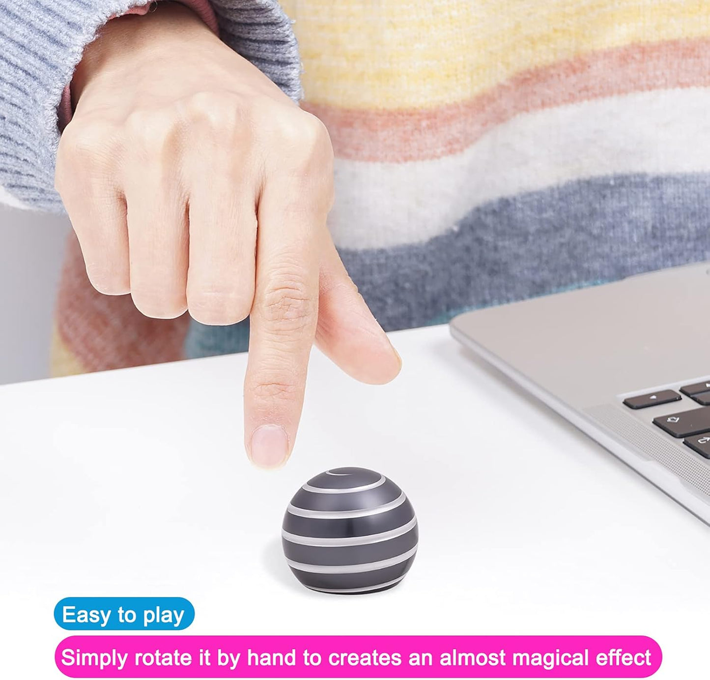 Desk-Kinetic-Toys Cool-Gadgets for Fidget: Cool-Stuff-Thing Game Toy for Adult Teen Children Kid, Stress Relief Optical-Illusion Gifts for Office School Home Man Women Christmas Spinning 180 Seconds