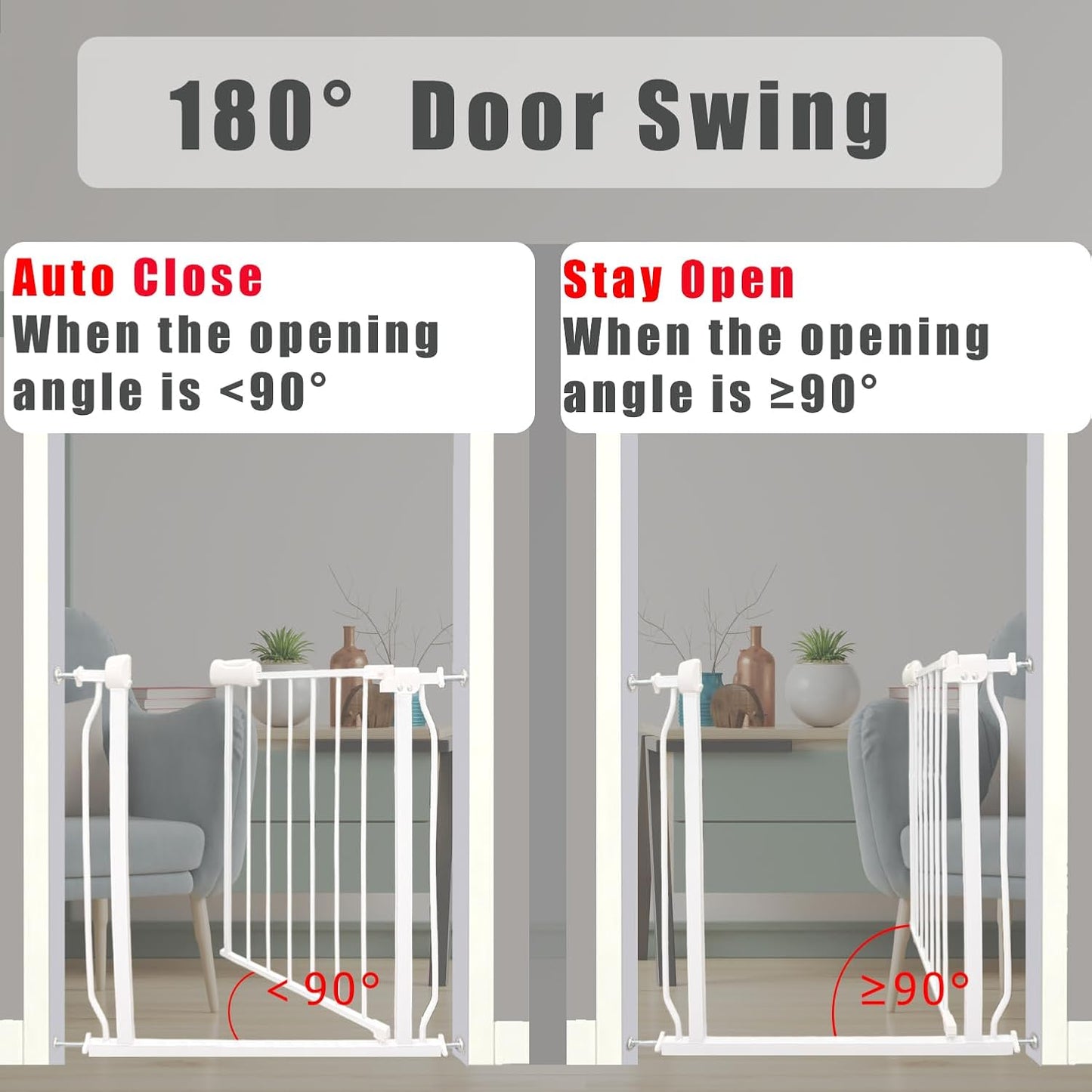 Extra Wide Baby Gate Tension Indoor Safety Gates White Metal Large Pressure Mounted Pet Walk Through Long Dog for The House Doorways Stairs (66.9 inches-71.6 inches, White) (Th-0001)