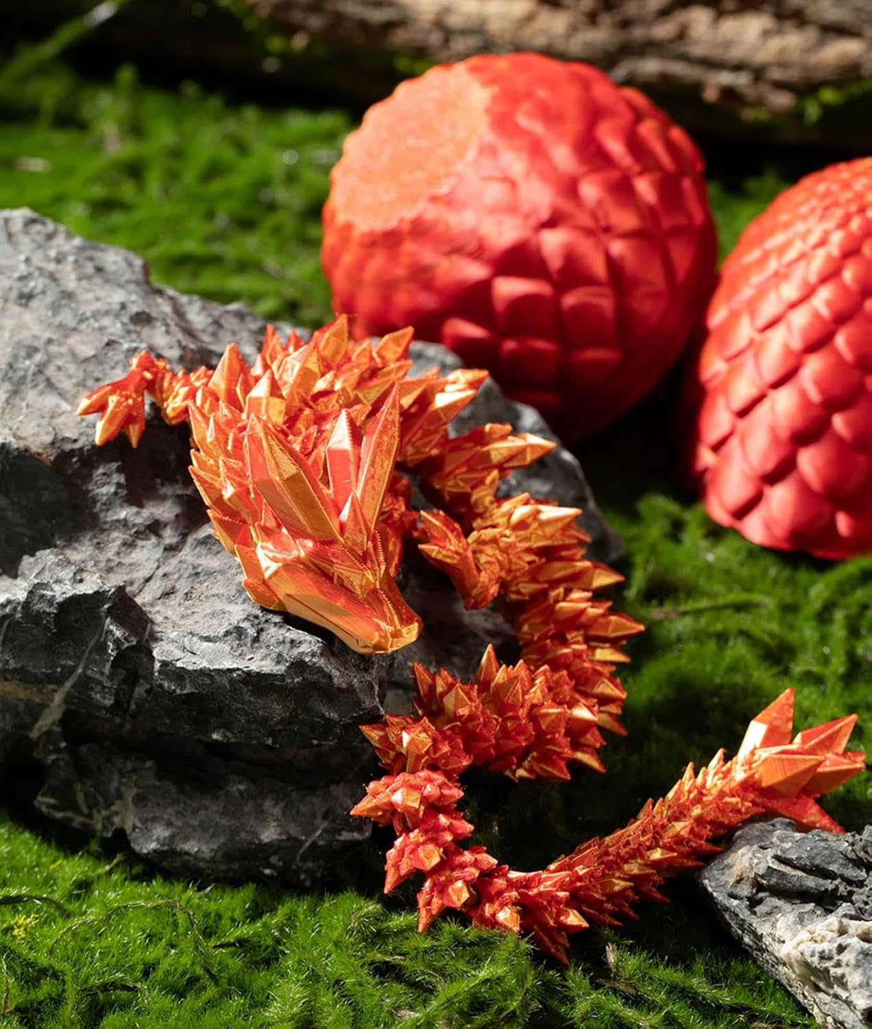 Dragon Egg,3D Printed Articulated Dragon,Dragon Eggs with Dragon Inside,Dragon Toy,3D Printed Dragon Egg Fidget Toys,New Full Articulated Dragon Crystal Dragon (Blue Green)
