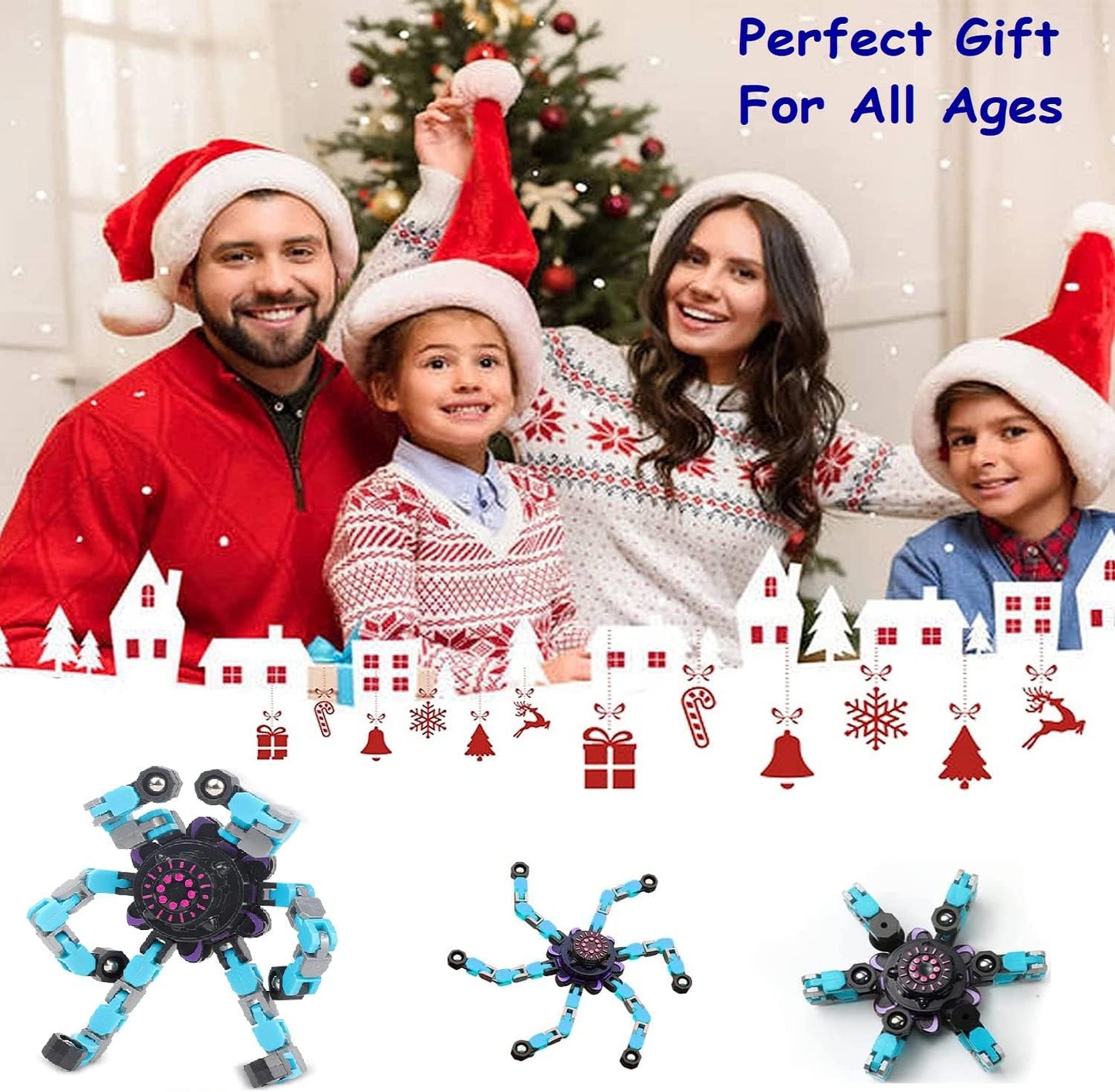 Gifts for Kids Teenage 4 Packs Transformable Fingertip Chain Robot Toy DIY Deformation Robot Deformed Mechanical Toy for Kids Adults