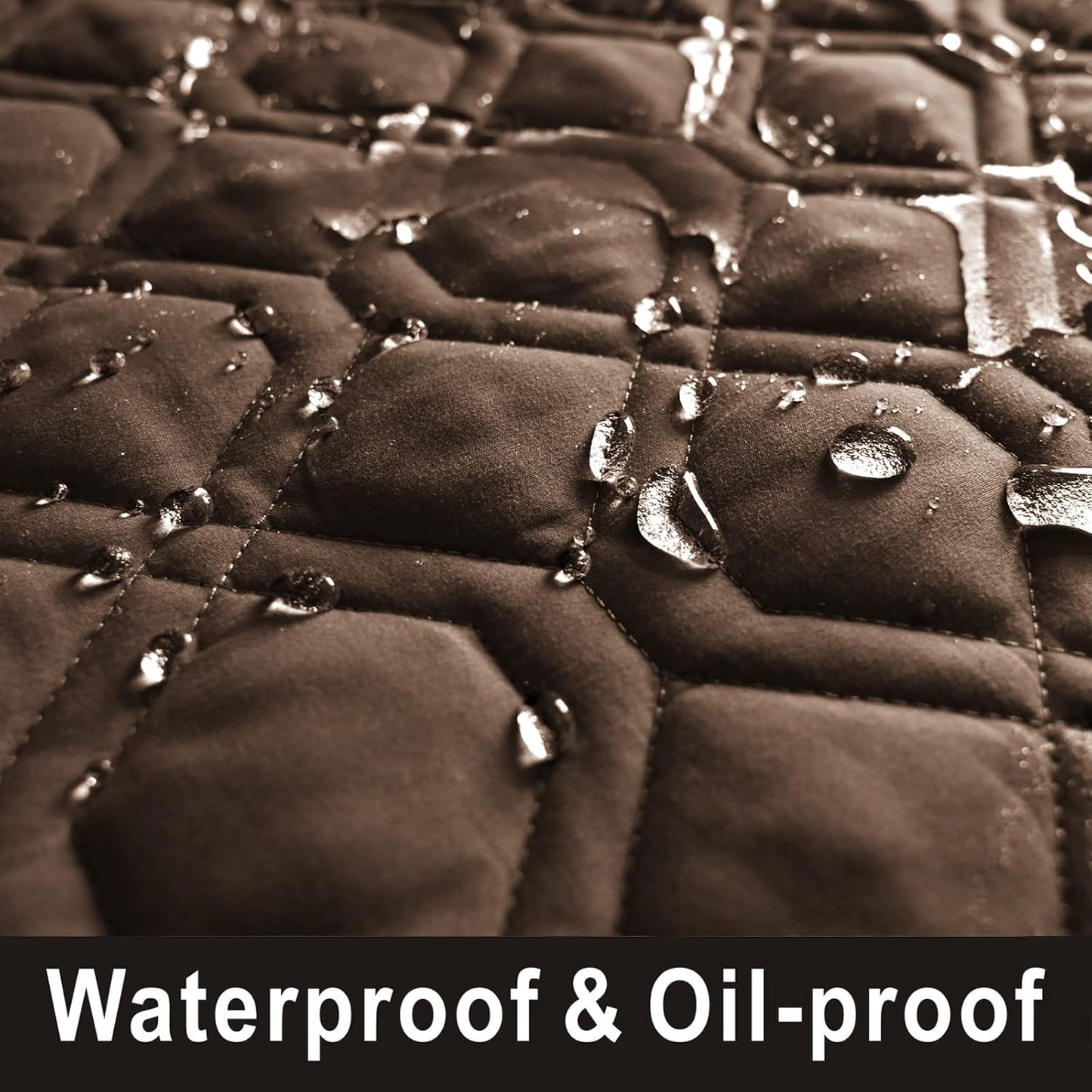 100% Waterproof Dog Bed Cover 52x82 inch Reversible Reusable Camping Mat for Kids/Pet/Dog/Cat Washable Geometric Embroidery Blanket Patchwork Brown+Beige