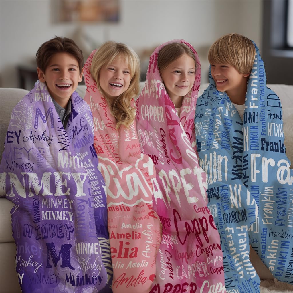Custom Blankets Personalized Throw Blanket with Names Customized Baby Blanket for Girls Kids Adult Birthday Gift