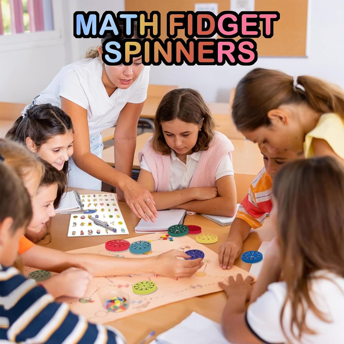 9PCS Math Fidget Spinners, Multiplication Division Learning Tool,Multiplication Fidget Toy Perfect for Stress Relief and Focus,Math Game for Home School Classroom Prizes