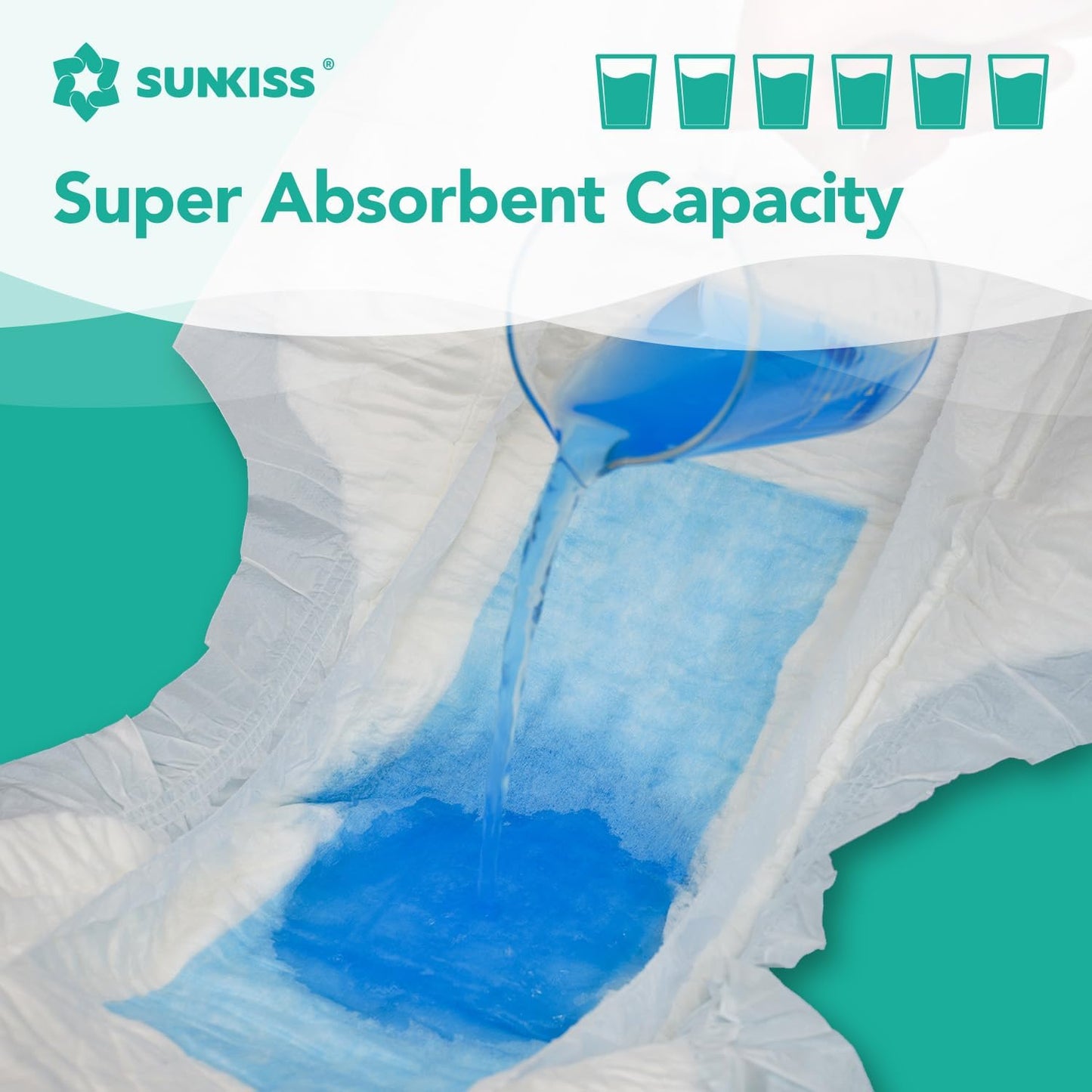 SUNKISS TrustPlus Adult Diapers with Maximum Absorbency, Unisex Disposable Incontinence Briefs with Tabs for Men and Women, Odor Control, XSmall, 60 Count (4 Packs of 15)