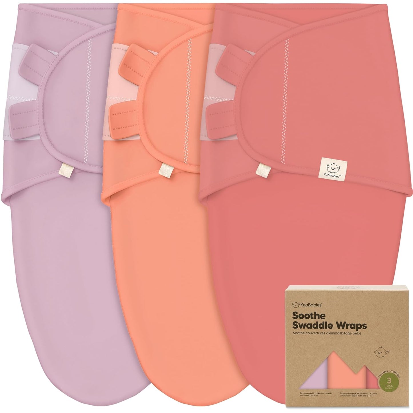 KeaBabies 3-Pack Organic Baby Swaddle Sleep Sacks - Swaddles for Newborns, Infant 0-3 Months, Baby Girls, Boys, Soft & Snug Newborn Sleep Sack, Nursery Swaddling Blankets (Vivacious)