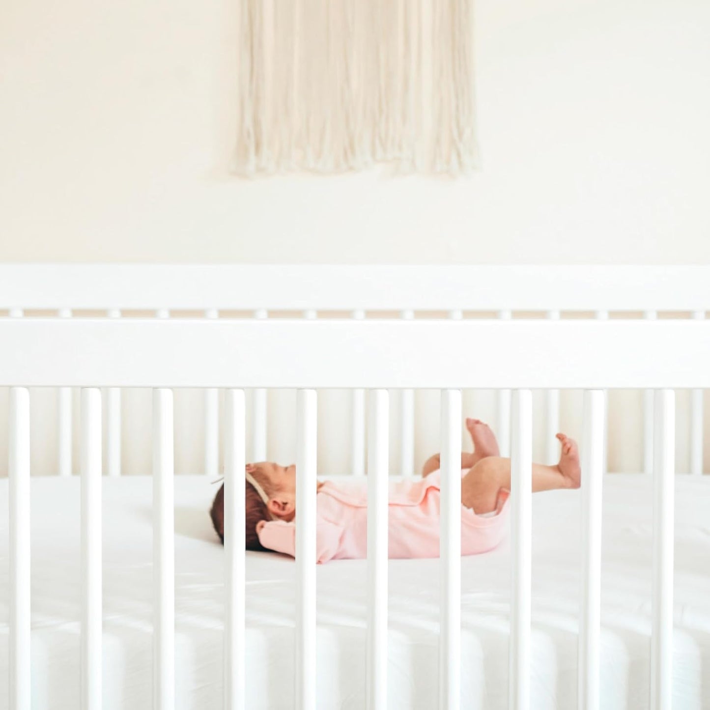 HonestBaby unisex-baby Fitted Crib Sheets Set Standard Mattress, 100% Organic Cotton Baby Boys, Girls, Neutral, 1 Pack - Love Dot, One Size