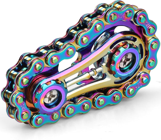 Cool Sprockets Hand Roller Fidget Chain Toys, Metal Fidget Spinner, Sensory Bike Chain Gears, EDC Novelty Anti Anxiety Hand Finger Spinner Kinetic Desk Office Birthday Gift for Boys Men Boyfriend