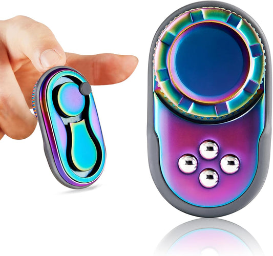 Fidget Toys Adults, OPPKIE Handheld Metal Desk Sensory Fidgets Toy Promotes Focus for Home Office Outdoors, Satisfying Toy for Men Teens Adults, Stress Pressure Anxiety Relief Tools (Rainbow)