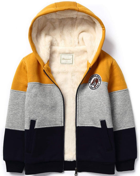 Bumeex Kids Boy's Girl's Sherpa Fleece Lined Jacket Spring Fall Winter Zip up Sweatshirt Hoodie 2-14Y(Toddler/Kid)