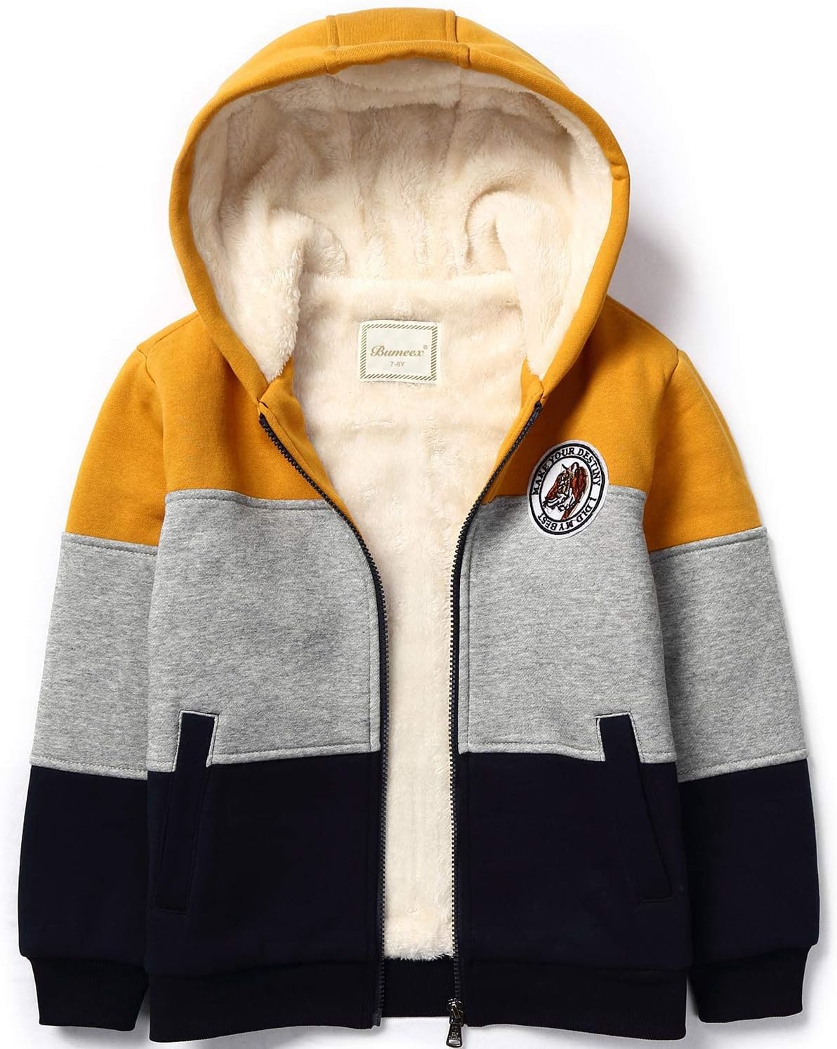 Bumeex Kids Boy's Girl's Sherpa Fleece Lined Jacket Spring Fall Winter Zip up Sweatshirt Hoodie 2-14Y(Toddler/Kid)