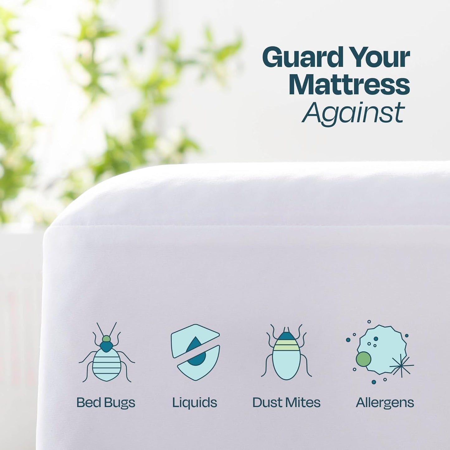 Linenspa Zippered Mattress Encasement – Full Size Waterproof Mattress Protector – Quiet Cover & Complete protection – Dorm Room Essentials, White