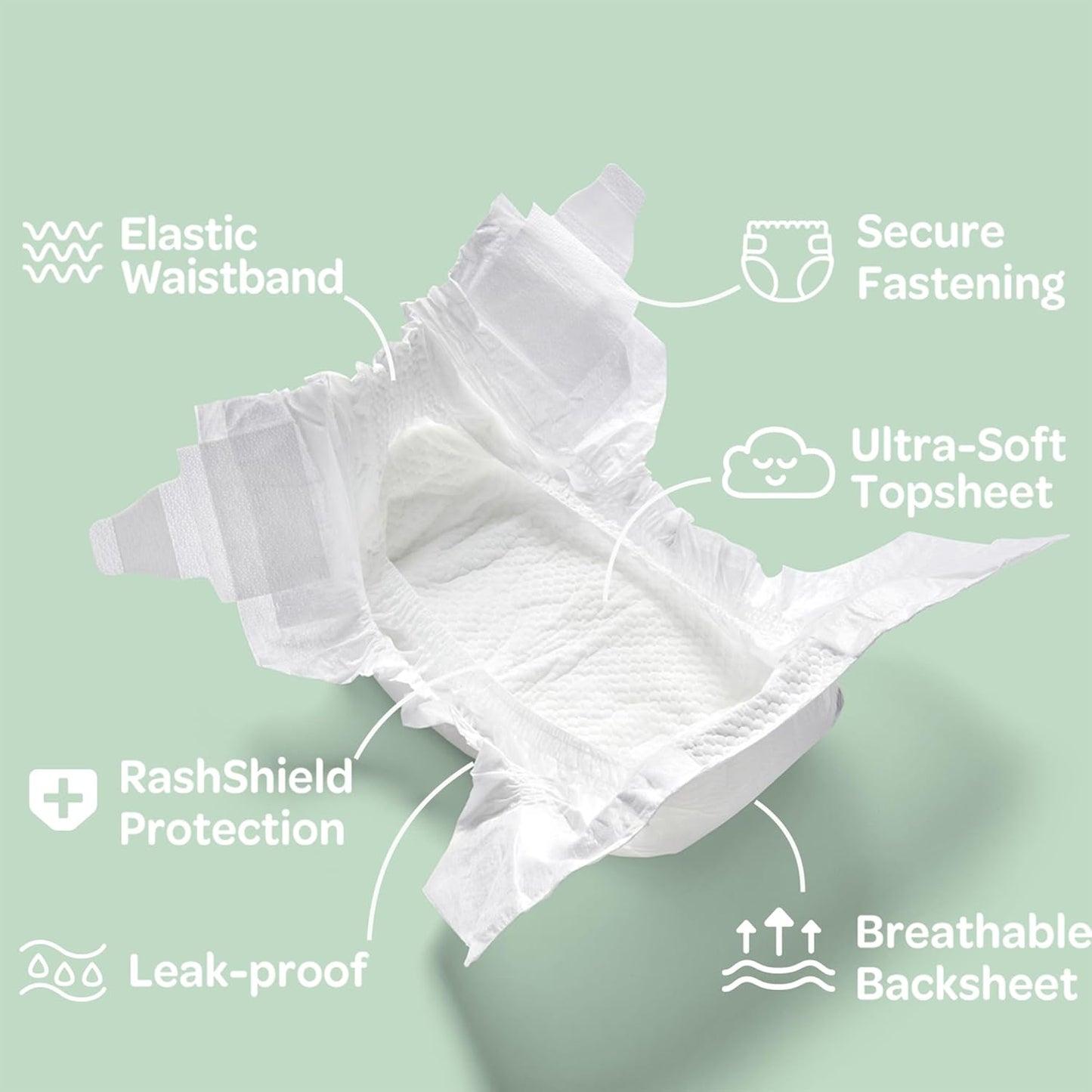 PARASOL Clear+Dry Disposable Diapers | RashShield Protection, Leakproof Design, Hypoallergenic Diaper Set | Size 2 (10-18 lbs.) 72 Count