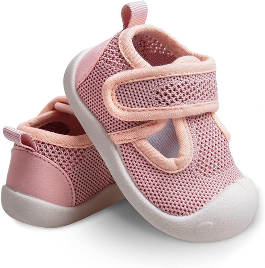 Baby First-Walking Shoes 1-4 Years Kid Shoes Trainers Toddler Infant Boys Girls Soft Sole Non Slip Cotton Canvas Mesh Breathable Lightweight TPR Material Slip-on Sneakers Outdoor
