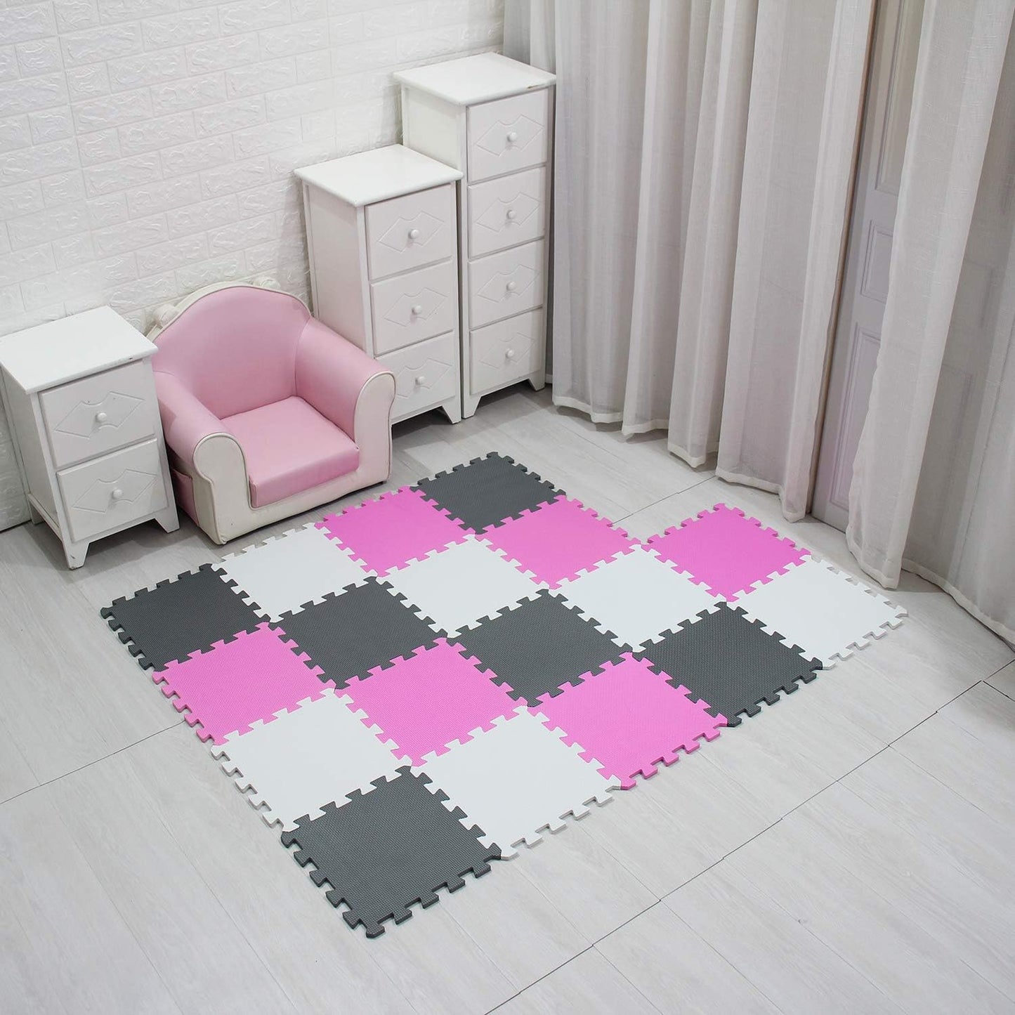 MQIAOHAM® 18 Pieces Puzzle Play Mats, Soft Baby Play Mat, Kids Interlocking Foam Floor Tiles, Toddlers Carpet Playmats G301018-101103112