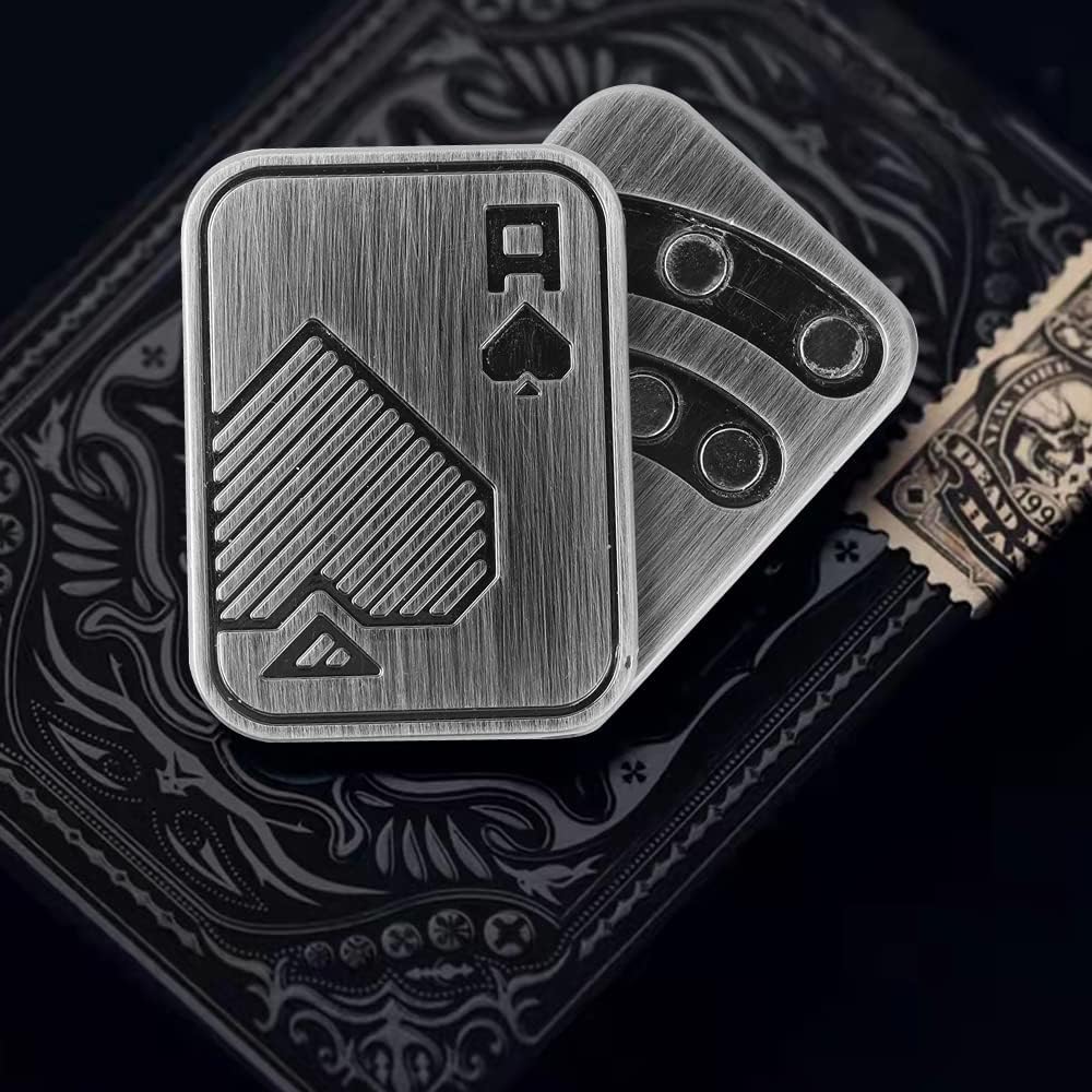Magnetic Metal Fidget Toys - Metal Poker Push Card Fidget Slider Stress Relief Toy, Men’s EDC Toy Fidget Toy Haptic Coin, Office Desk Toys Gifts for Boyfriend and Father (AA)