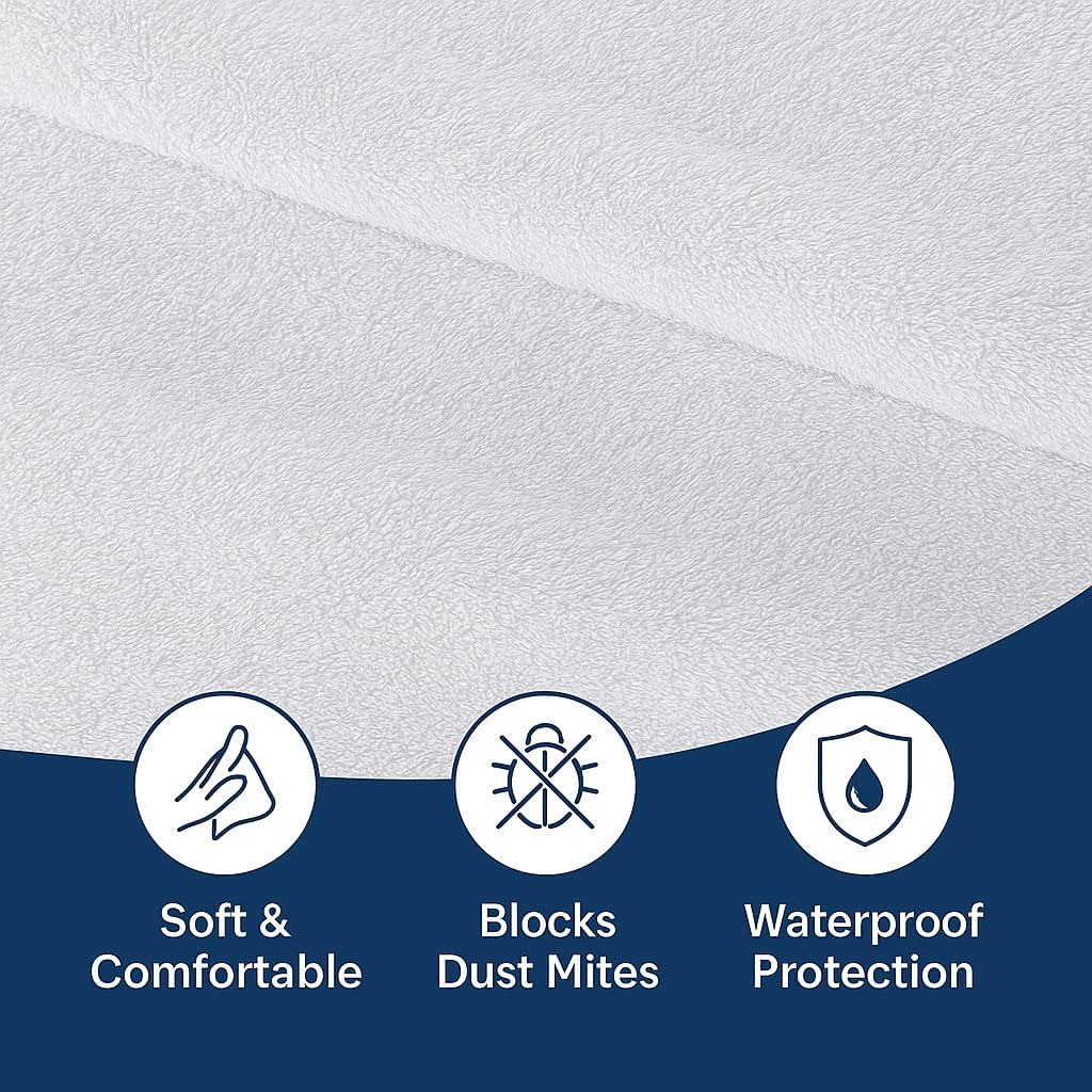 Waterproof Mattress Protector – Twin XL – Soft & Noiseless Terry Cotton Cover – Cooling, Breathable – Deep Pocket with 360° Elastic – Machine Washable – Kids, Pets & Light Sleepers