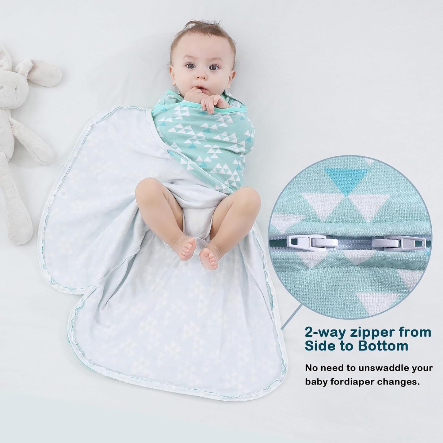 Sleepsack Swaddle,Adjustable Wearable Baby Sleep Sack XL,Miracle Swaddle for Babies Large,100% Cotton,6-12 Months(Green)