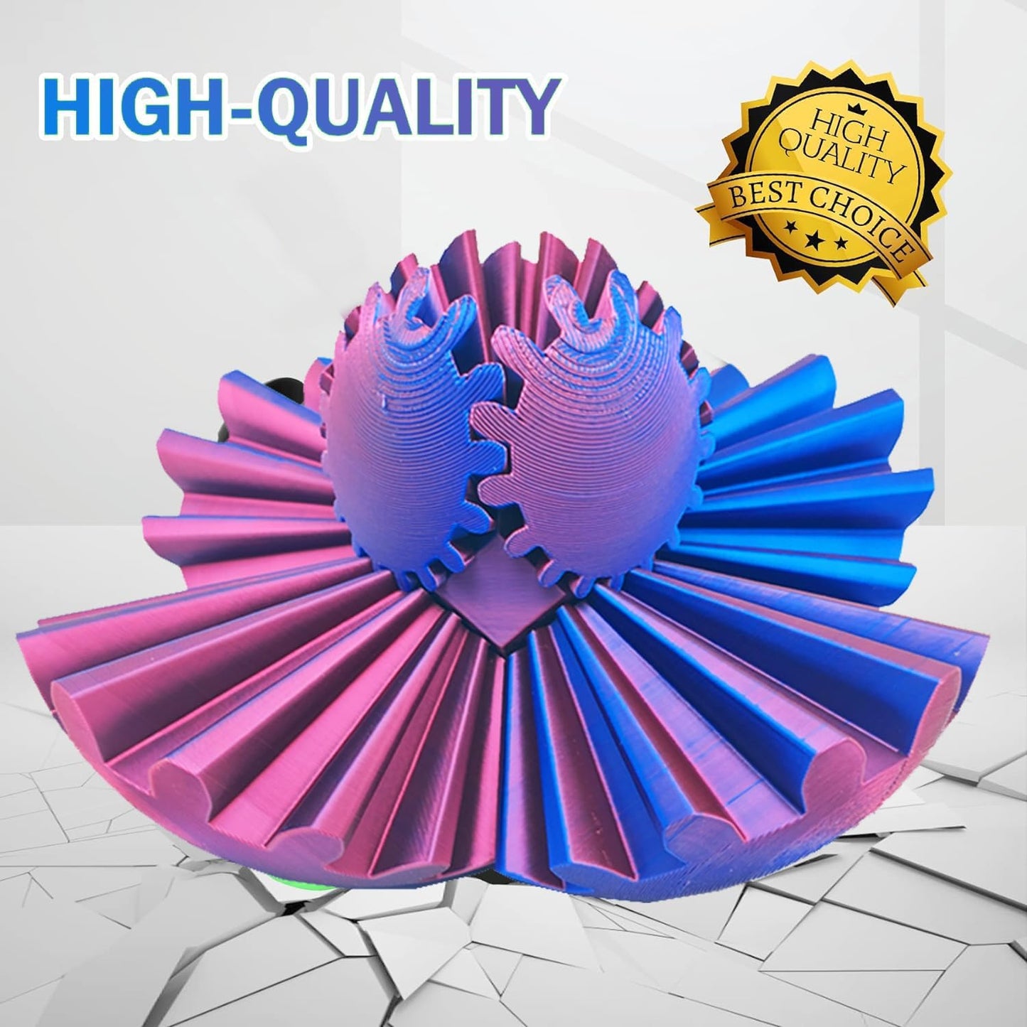 Gear Ball for ADHD 3D Printed Gear Ball Steampunk Whirling Wonder Fidget Toy Gearsphere Gear Ball for Stress and Anxiety Relaxing Fidget Ball Ideal for Sensory Needs and Autism (Laser Red Blue)