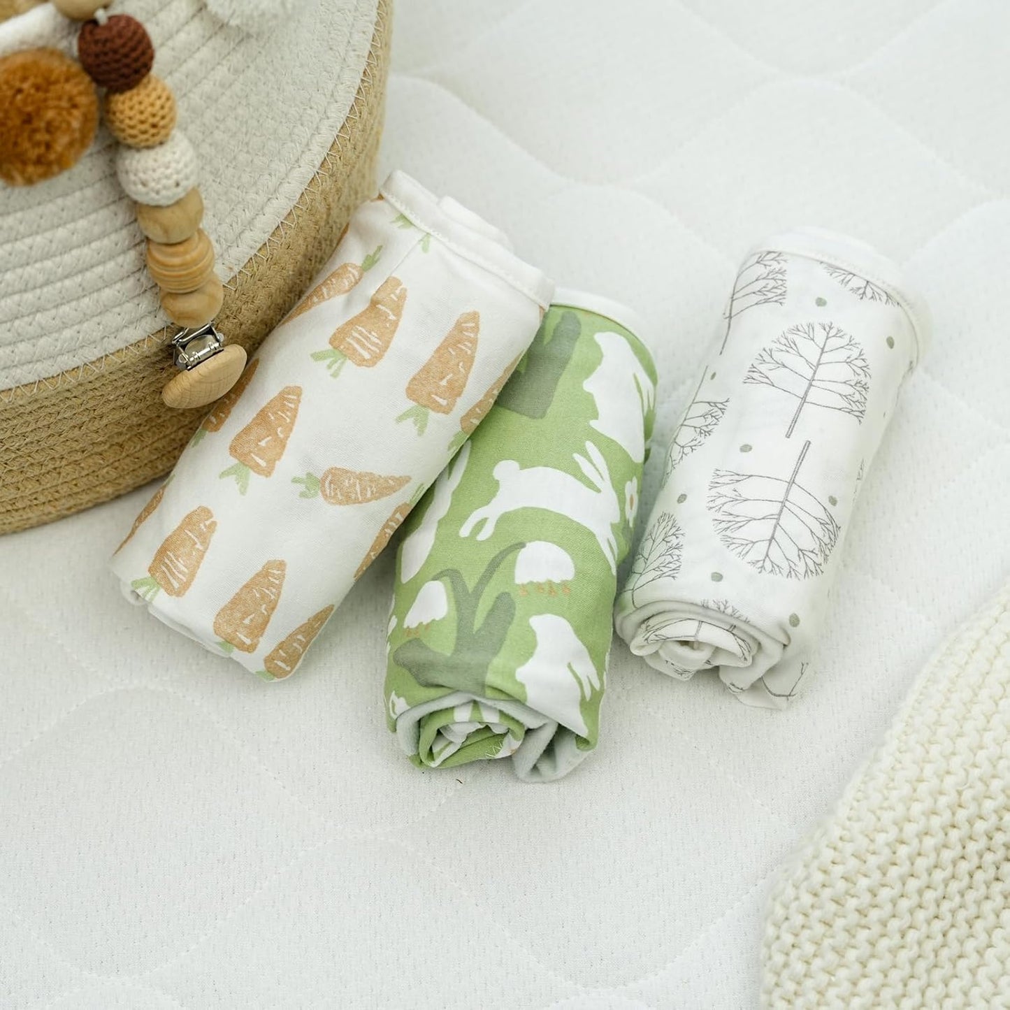 GLLQUEN BABY Swaddle Blanket Sleep Sacks for Newborn - Baby Swaddles 0-3 Months, 3-Pack Newborn Swaddling Sack, Cute Rabbit,Swaddle Wrap, Baby Essentials, Registry & Gift (Small/Medium)