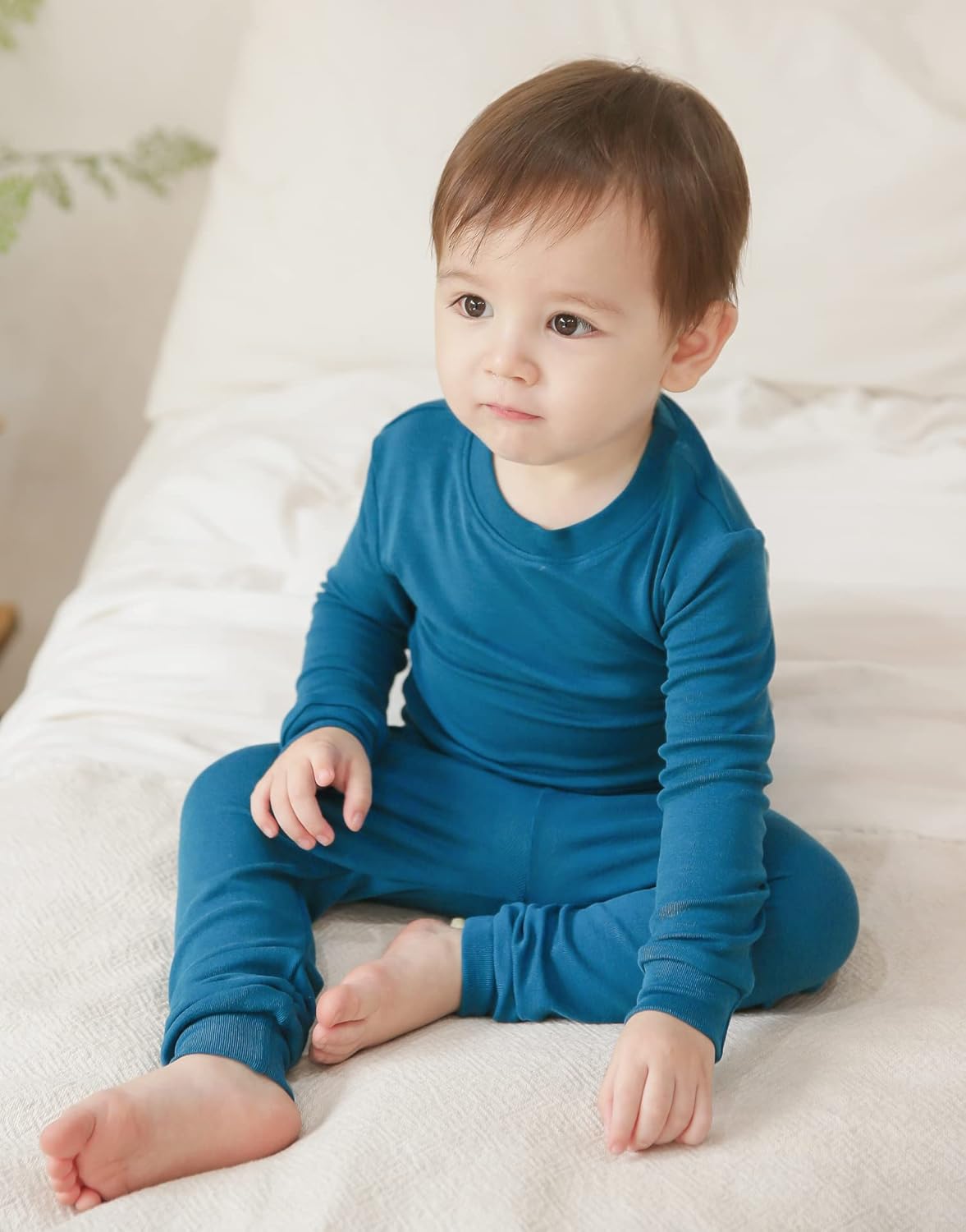 VAENAIT 6M-12Y Toddler Kids Girls Boys Soft Comfy Modal Tencel Solid Raglan Sleepwear Pajamas Pjs 2pcs/4pcs Set