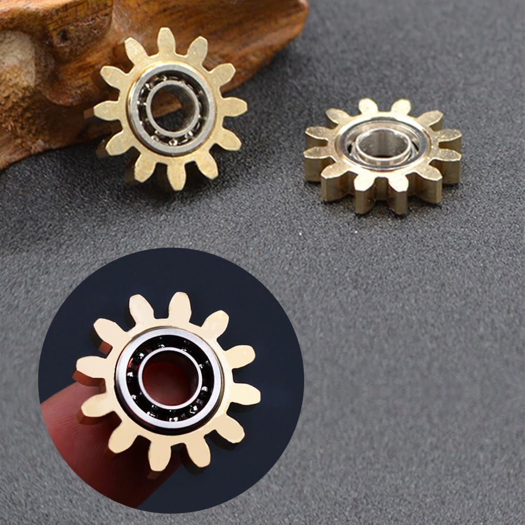 Pure Brass Fidget Spinner Gears Linkage Fidget Toy Metal DIY Hand Spinner Spins Long Time EDC Focus Meditation Break Bad Habits ADHD with Multiple Premium Bearings (13 Bearings White)