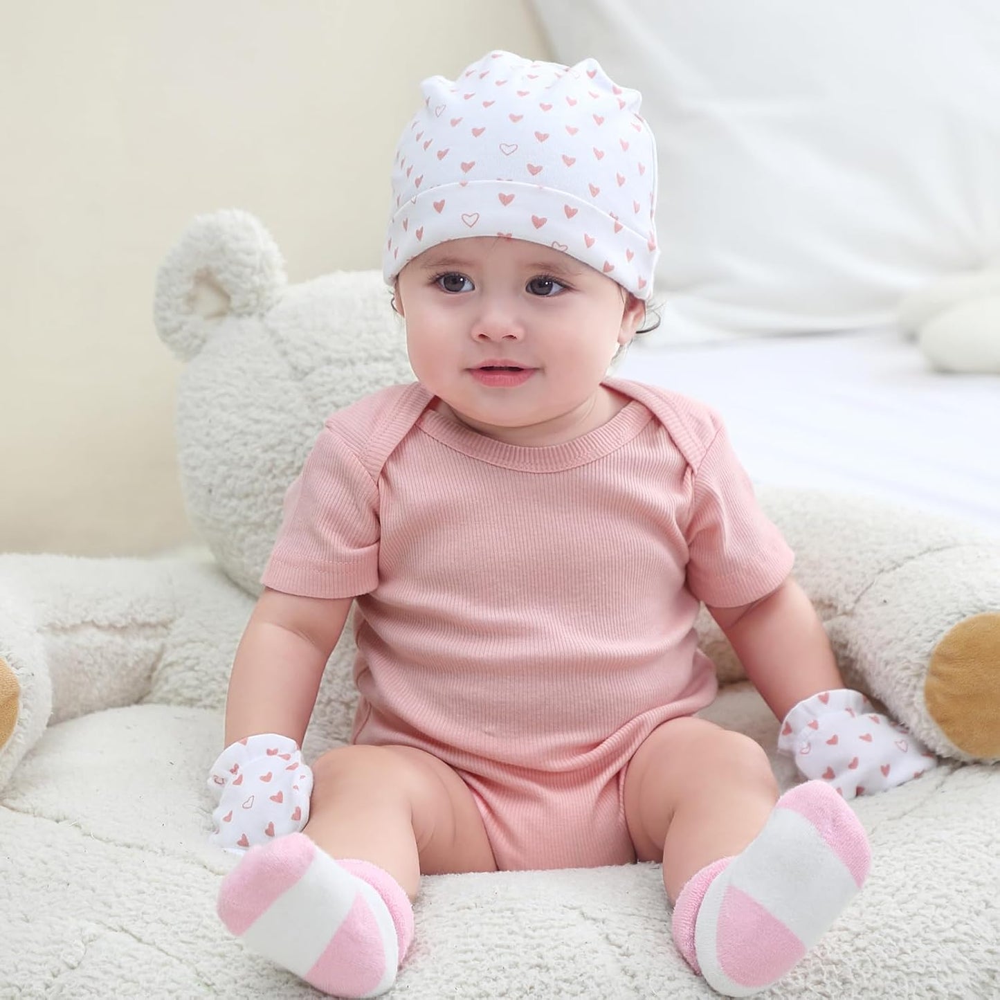 Baby Bodysuit 6 Pack Soft Mixed Ribbed Short Sleeve Romper Infant Boy Girl Clothes Set