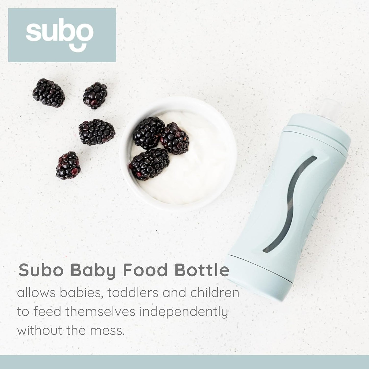 Subo Baby Food Bottle | No Mess Squeeze-Free Toddler Self Feeder | Feeding Bottle to Replace Resuable Pouches | (Duck Egg Blue)
